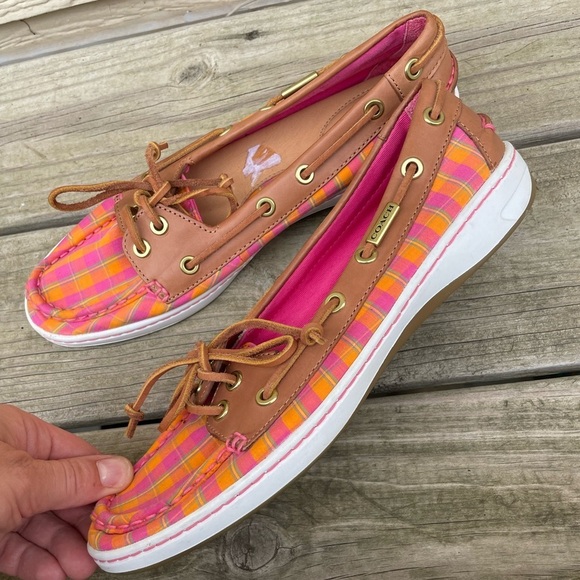 Colorful Plaid Women's Boat Shoes - Picture 1 of 9